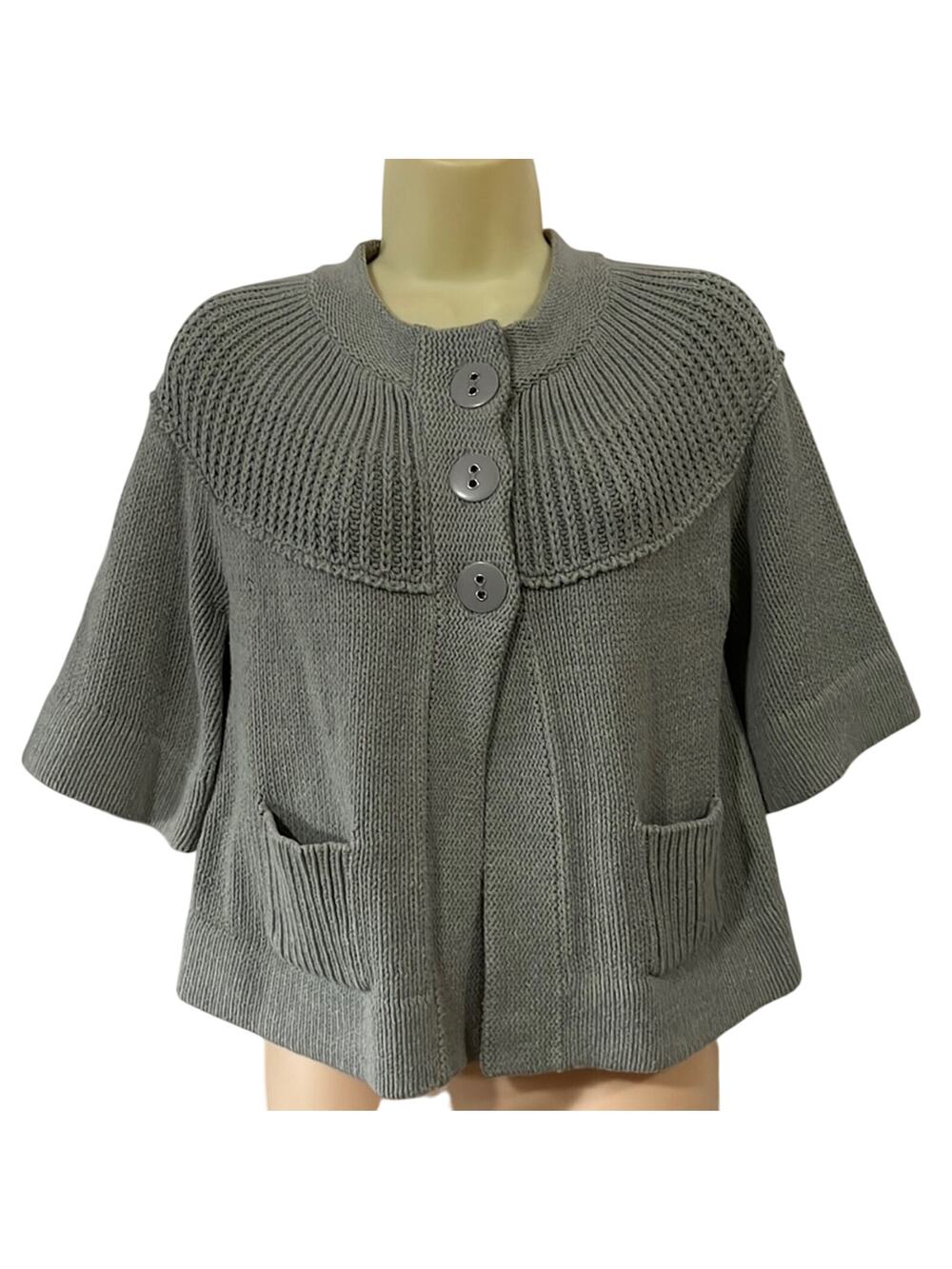 Apt.9 Petite Size PS Gray Retro Cardigan Sweater Cropped Y2K